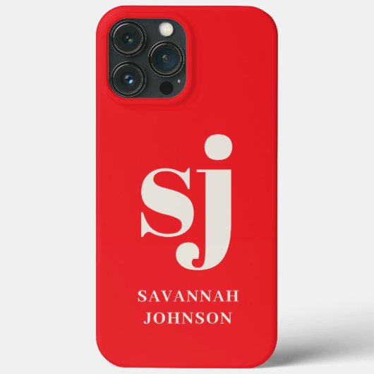 Elegant hellrote Monogramminitialen Case-Mate iPhone Hülle (Rückseite)