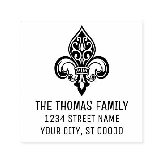 Elegant Heraldic Lilie #26 Namensadresse Permastempel (Design)