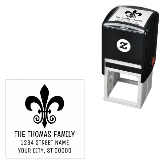 Elegant Heraldic Lilie #41 Namensadresse Permastempel (Beispiel)