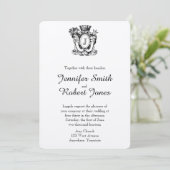 Elegant Heraldry Monogram Wedding Einladung (Stehend Vorderseite)
