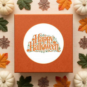 Elegant Herbst Frohes Halloween Orange Kürbisse Gr Runder Aufkleber