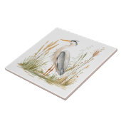 Elegant Heron Lake and Rushes Fliese (Seite)