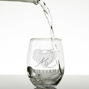 Elegant Herr und Frau Personalisiert Weinglas Ohne Stiel