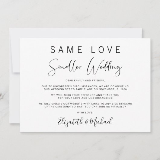 Elegant heruntergestufte kleine Hochzeitserklärung Ankündigung (Vorderseite)