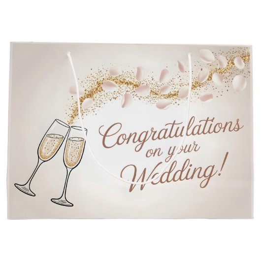 Elegant "Herzlichen Glückwunsch zu Ihrer Hochzeit" Große Geschenktüte (Rückseite)