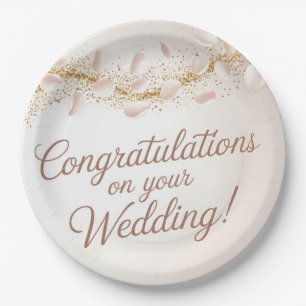 Elegant "Herzlichen Glückwunsch zu Ihrer Hochzeit" Pappteller