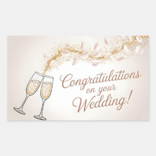 Elegant "Herzlichen Glückwunsch zu Ihrer Hochzeit" Rechteckiger Aufkleber