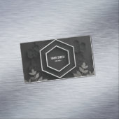 Elegant Hexagon und Silver Botanical Black Magnetische Visitenkarte (Beispiel)