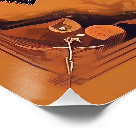 Elegant Hexe auf Broomstick Poster (Ecke)