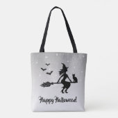 Elegant Hexe Gray und Black Happy Halloween Tasche (Rückseite)