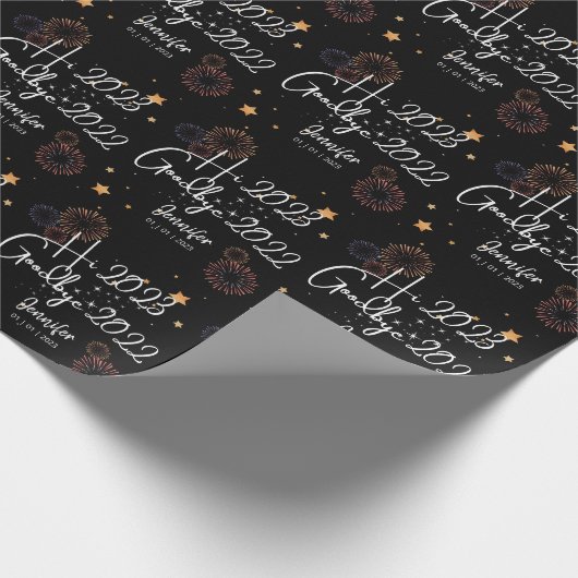Elegant Hi 20XX Goodbye 20XX New Year Black Geschenkpapier (Ecke)