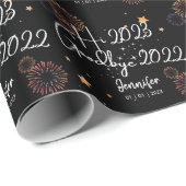 Elegant Hi 20XX Goodbye 20XX New Year Black Geschenkpapier (Rolleneckpunkt)