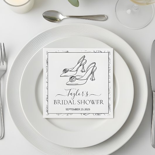 Elegant High Heels Floral Bridal Shower Serviette