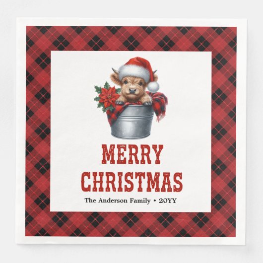 Elegant highland cow Christmas napkins buffalo  Serviette (Vorderseite)