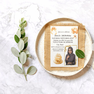 Elegant Hijabi 18th Birthday Photo Invitation | Go Acryleinladungen