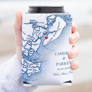 Elegant Hilton Head Island Map Navy Blue Wedding Dosenkühler