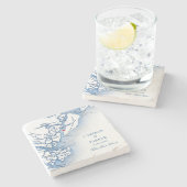 Elegant Hilton Head Island Map Navy Blue Wedding Steinuntersetzer (Seitenansicht)