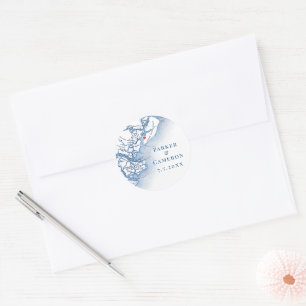 Elegant Hilton Head SC Map Wedding Umschlag Aufkle Runder Aufkleber