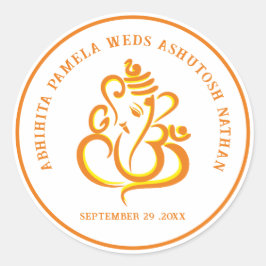Elegant Hindu Wedding Ganesha Runder Aufkleber