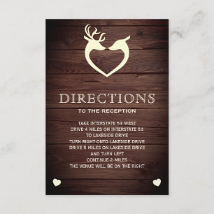 Elegant Hirschherz Rustikale Holzrichtungen Begleitkarte