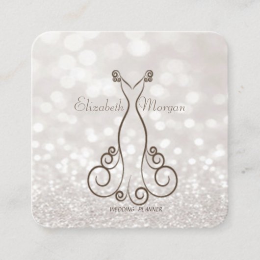 Elegant hoch entwickelte moderne Glitterie Bokeh,K Quadratische Visitenkarte (Vorderseite)