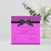 ELEGANT HOCHPINK BLACK BOW BACHELORETTE INVITE EINLADUNG (Stehend Vorderseite)