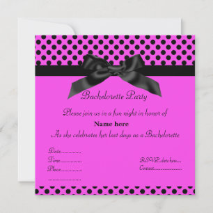 ELEGANT HOCHPINK BLACK BOW BACHELORETTE INVITE EINLADUNG