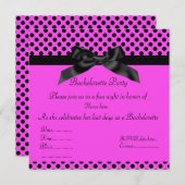 ELEGANT HOCHPINK BLACK BOW BACHELORETTE INVITE EINLADUNG (Vorne/Hinten)