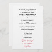 Elegant Hochzeit Pink White Two Hearts Einladung (Vorne/Hinten)