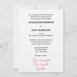 Elegant Hochzeit Pink White Two Hearts Einladung