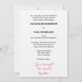 Elegant Hochzeit Pink White Two Hearts Einladung