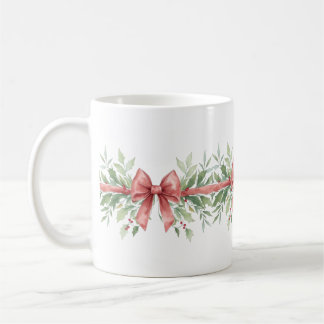 Elegant Holiday Bow with Holly Leaves Design Kaffeetasse