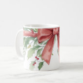 Elegant Holiday Bow with Holly Leaves Design Kaffeetasse (Vorderseite Links)