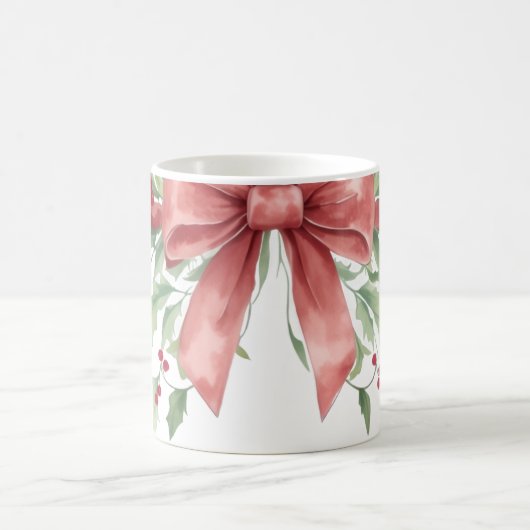 Elegant Holiday Bow with Holly Leaves Design Kaffeetasse (Mittel)