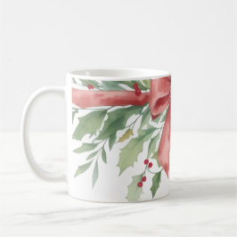 Elegant Holiday Bow with Holly Leaves Design Kaffeetasse