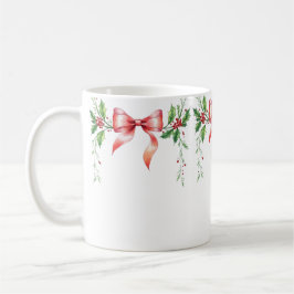 Elegant Holiday Bow with Holly Leaves Design Kaffeetasse