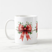 Elegant Holiday Bow with Holly Leaves Design Kaffeetasse (Links)