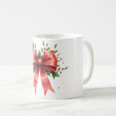 Elegant Holiday Bow with Holly Leaves Design Kaffeetasse (VorderseiteRechts)