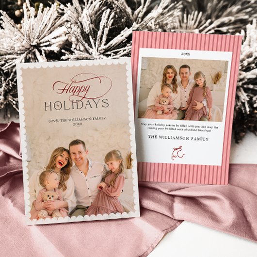 Elegant Holiday Card with Scalloped Border Einladung