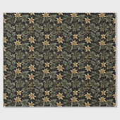 Elegant Holiday Foliage Wrapping Paper on Black Geschenkpapier (Flach)