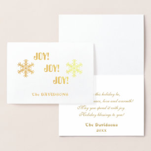 Elegant Holiday Gold JOY JOY JOY Typografy Folienkarte
