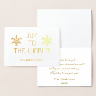 Elegant Holiday Gold JOY TO THE WORLD Typografy Folienkarte