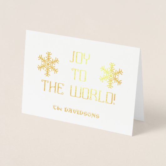 Elegant Holiday Gold JOY TO THE WORLD Typografy Folienkarte (Vorderseite)
