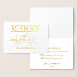 Elegant Holiday Gold MERRY Alles Typografie Folienkarte
