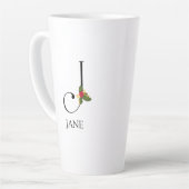 Elegant Holiday Monogram Initial J und Name Milchtasse (Linke Ecke)