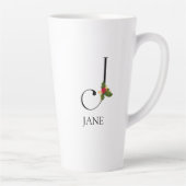 Elegant Holiday Monogram Initial J und Name Milchtasse (Rechts)