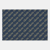 Elegant Holiday Navy Blue und Gold Geschenkpapier Set (Vorderseite 3)