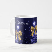 Elegant Holiday Navy Christmas Trees Bows Gold  Kaffeetasse (Vorderseite Links)
