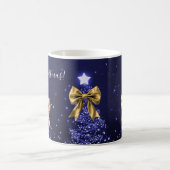 Elegant Holiday Navy Christmas Trees Bows Gold  Kaffeetasse (Mittel)