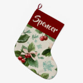 Elegant Holiday Pattern Christmas Stocking Großer Weihnachtsstrumpf (Vorderansicht (hängend))